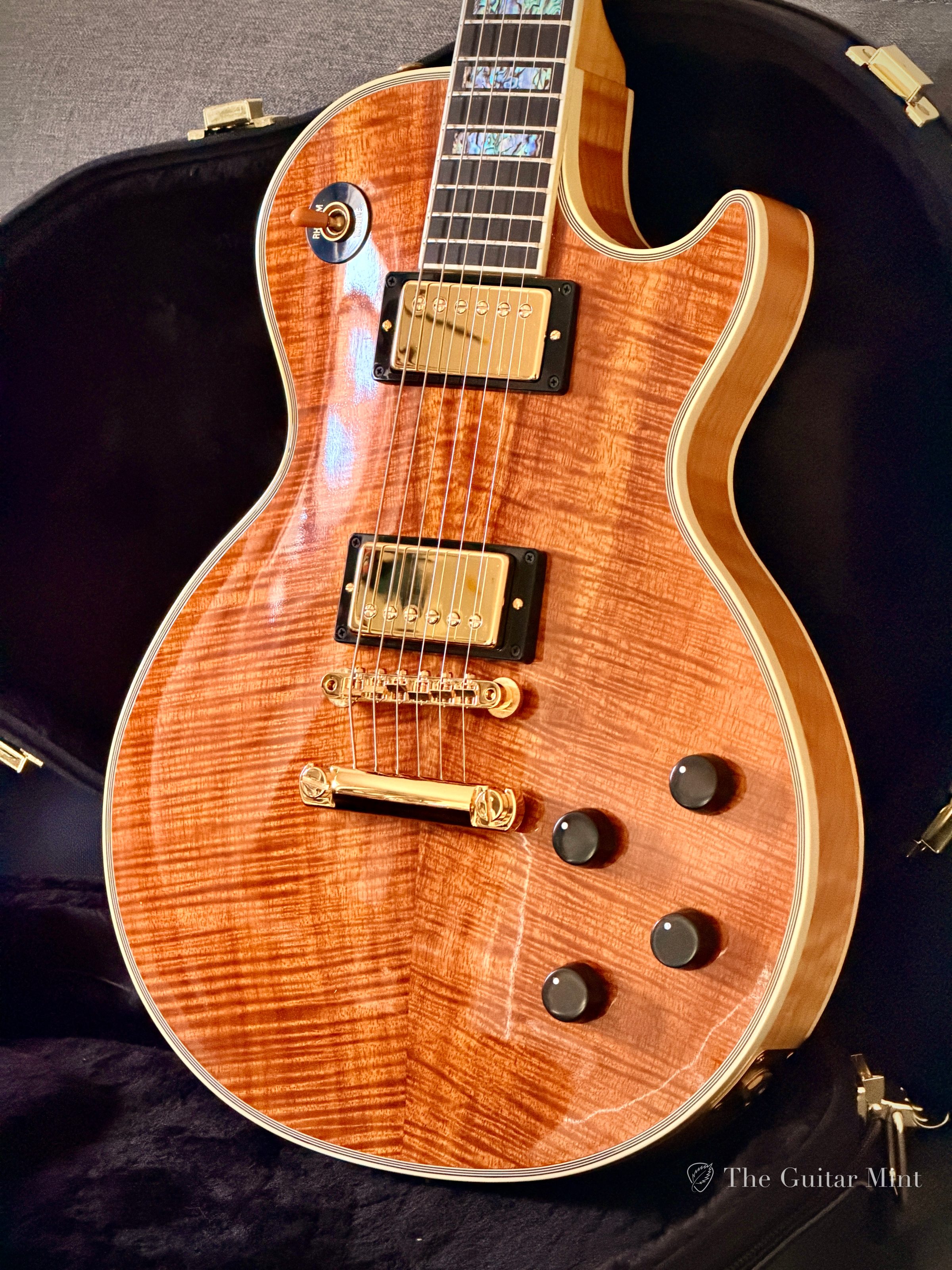 2002 - Gibson Custom Shop 50th Anniversary Les Paul Custom Curly Koa Top, Antique Natural, Mint